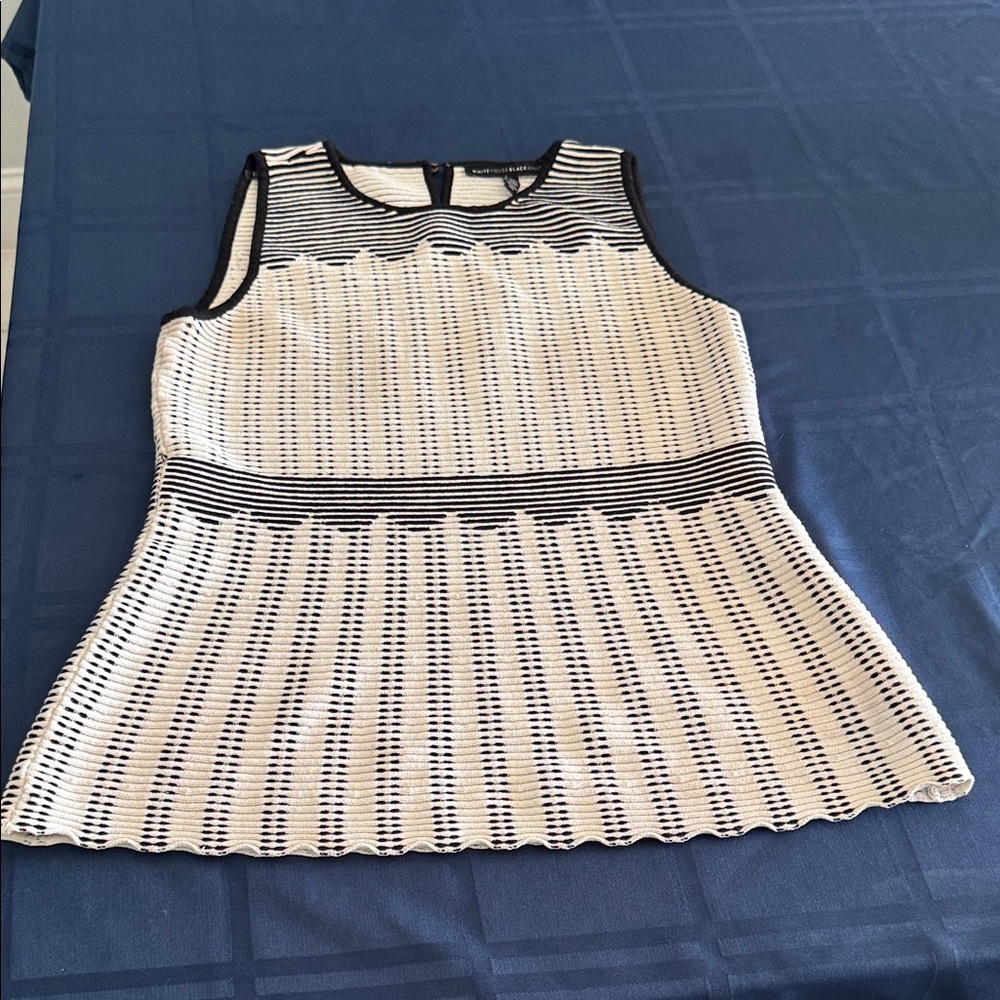 White House Black Market Black and White Sleeveless Top